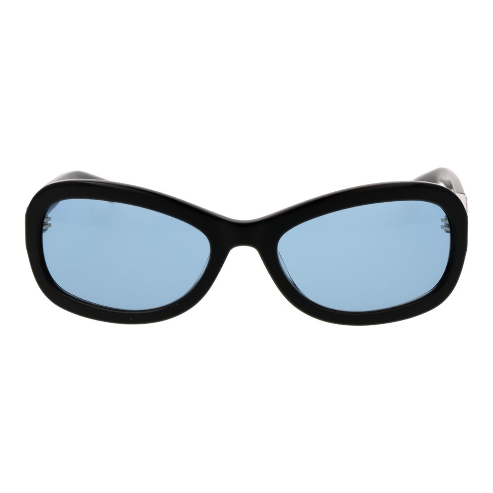 GCDS Unisex Sunglasses – Black Oval Frame with Blue Lenses, 58mm