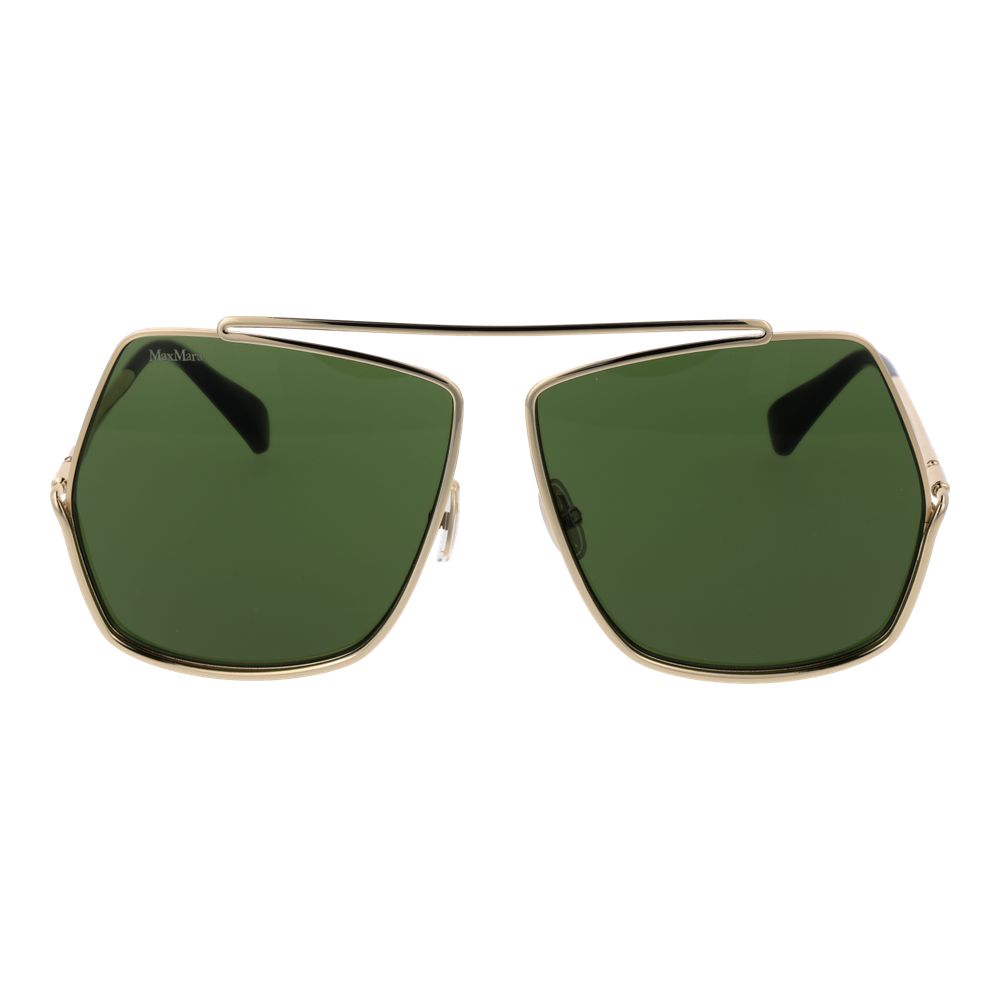 Max Mara Women's Sunglasses – Gold Metal Frame with Green Lenses, 64mm