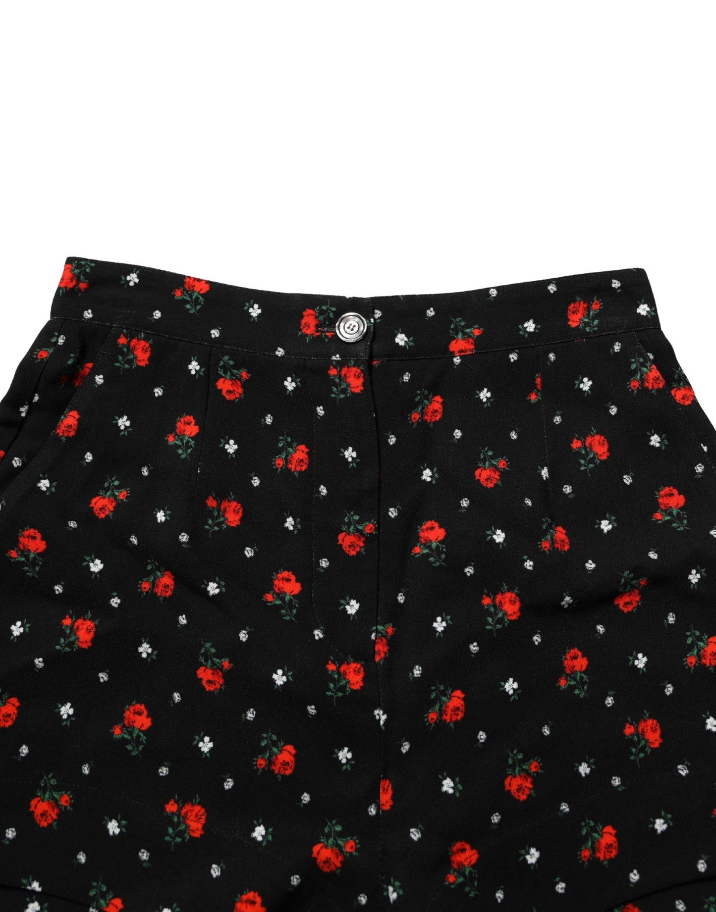 Dolce & Gabbana Black Floral High Rise Women Hot Pants Shorts