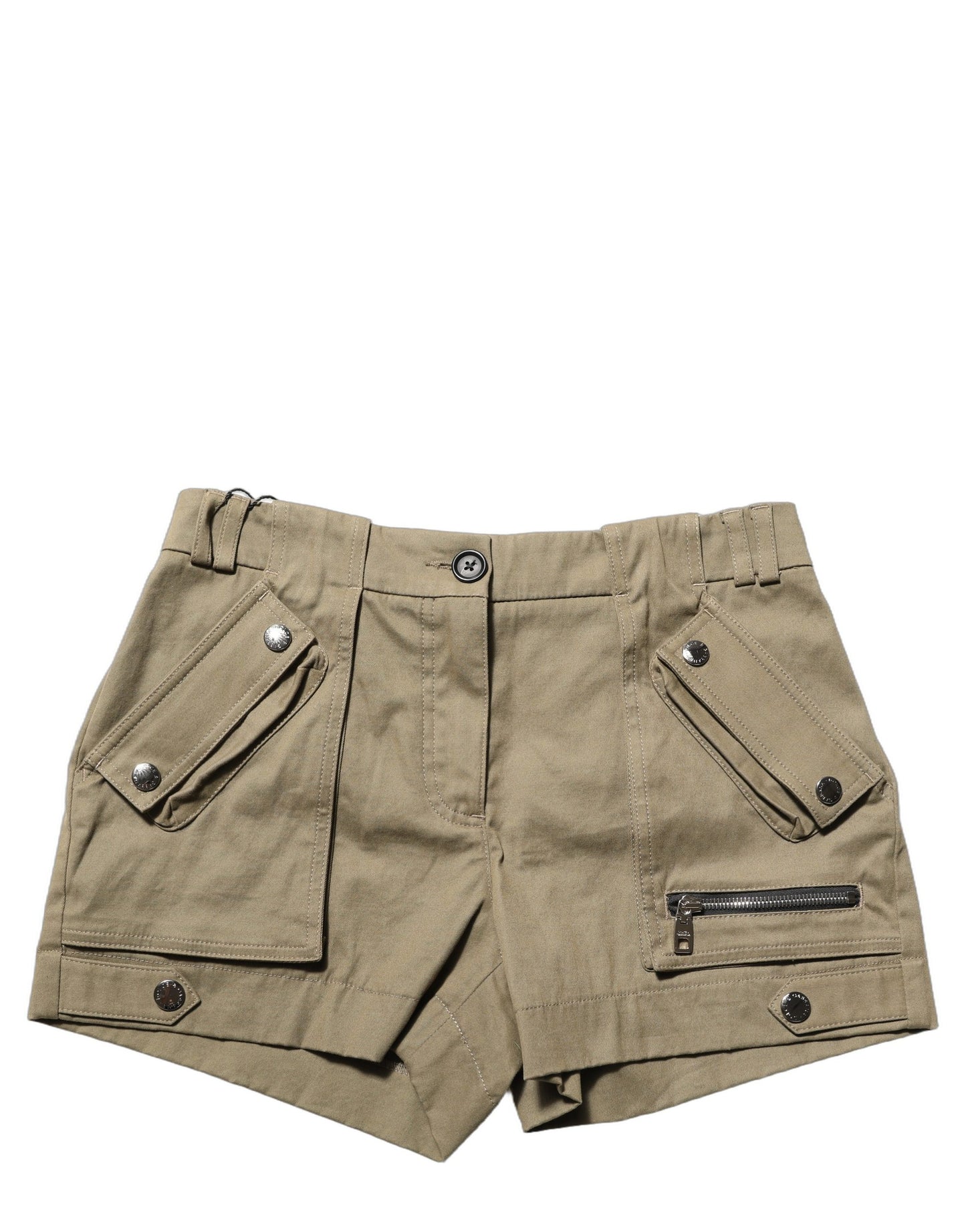 Dolce & Gabbana Green Cotton Mid Rise Cargo Hot Pants Shorts