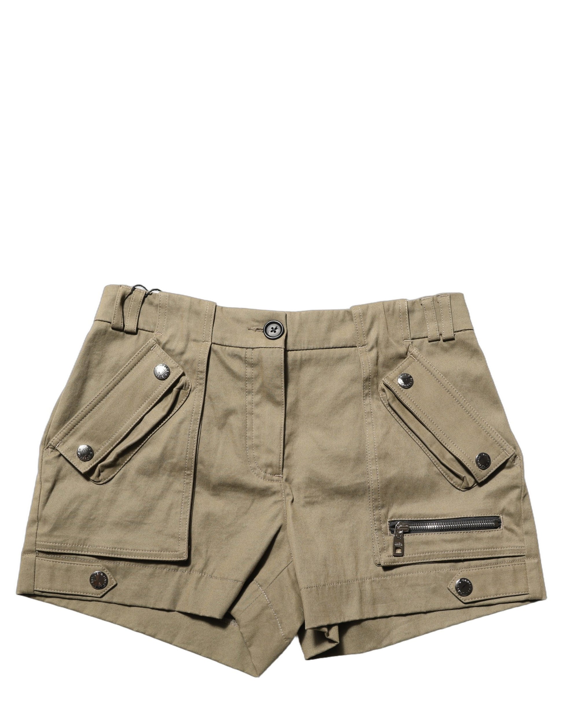 Dolce & Gabbana Green Cotton Mid Rise Cargo Hot Pants Shorts