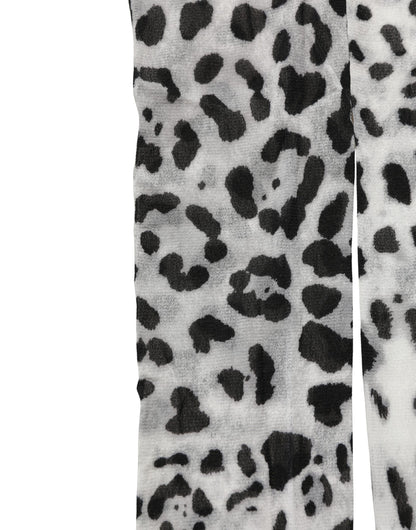 Dolce & Gabbana Gray Leopard Nylon Tights Stocking Pantyhose Socks