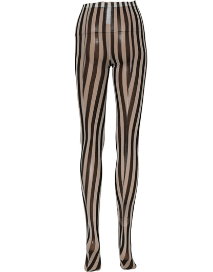 Dolce & Gabbana Black White Stripes Tights Stocking Pantyhose Socks