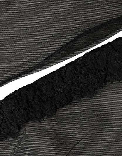 Dolce & Gabbana Black Nylon Mesh Sheer Calf Long Accessory Socks