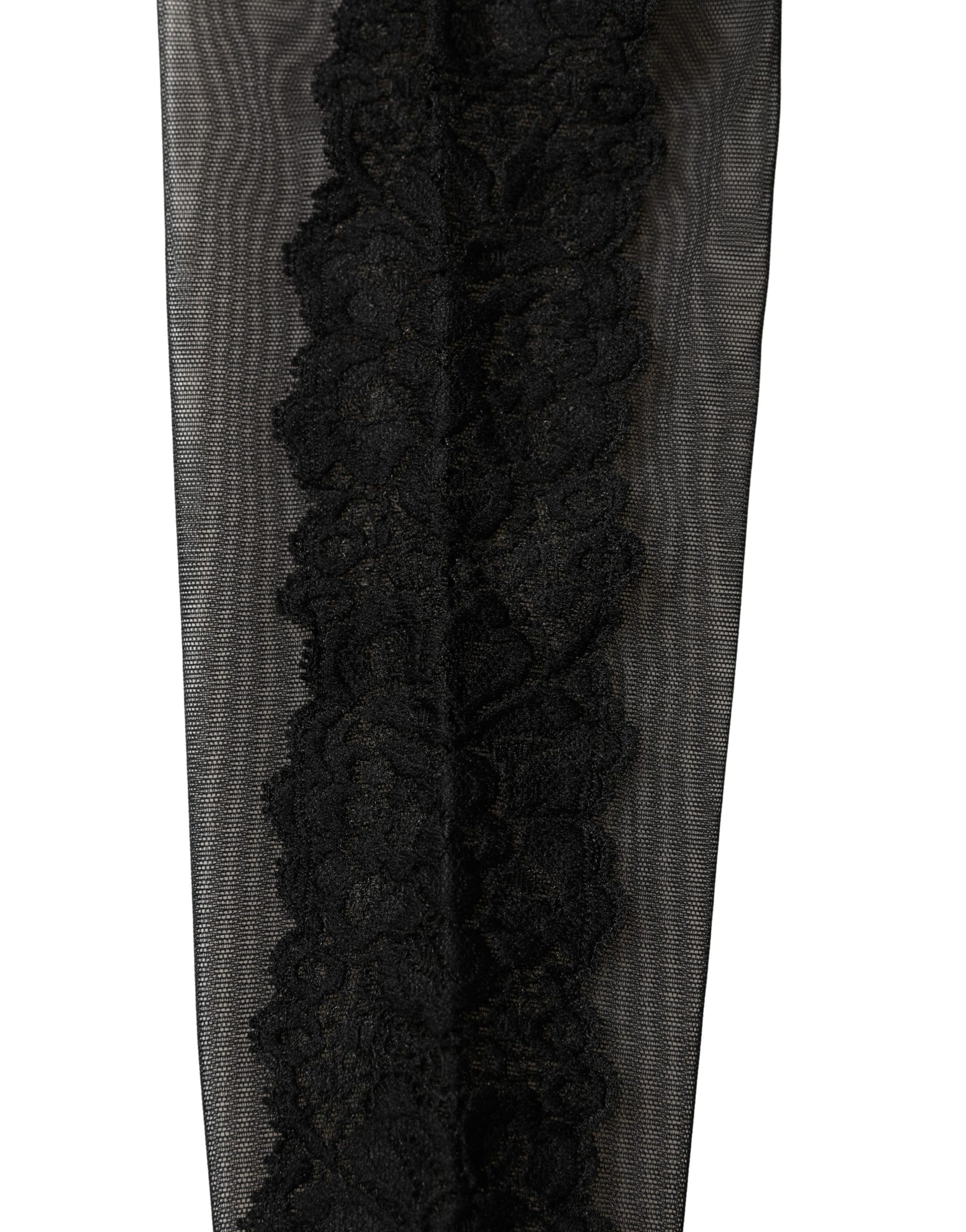 Dolce & Gabbana Black Nylon Mesh Sheer Calf Long Accessory Socks