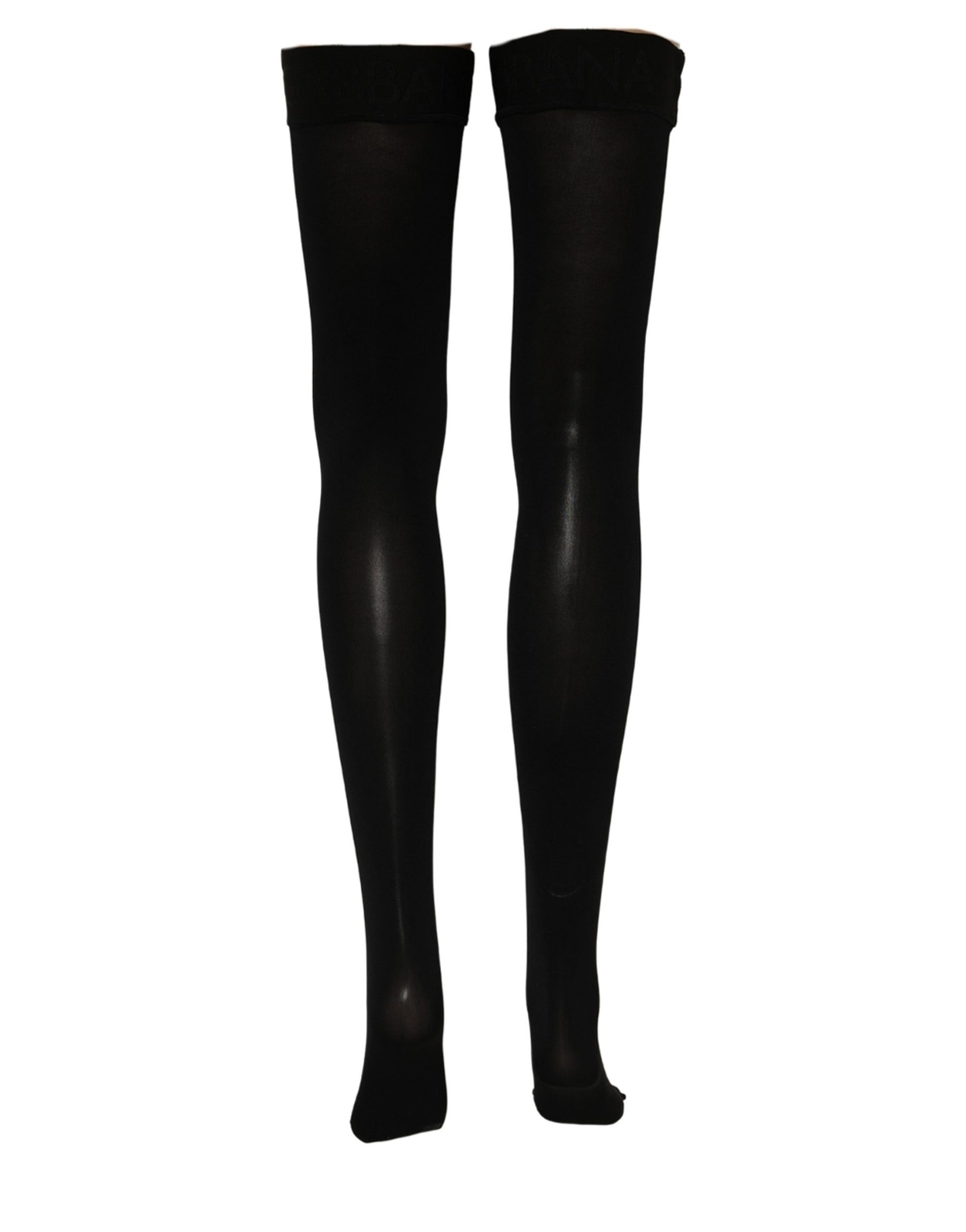 Dolce & Gabbana Black 100% Nylon Thigh High Stockings Socks