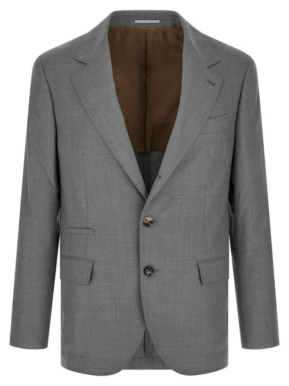Brunello Cucinelli Gray Virgin Wool Blazer - XXL