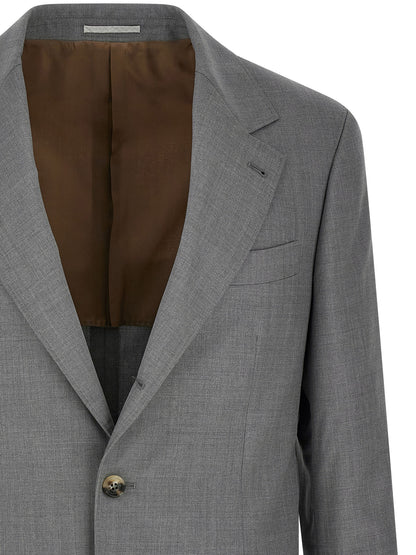 Brunello Cucinelli Gray Virgin Wool Blazer - XXL