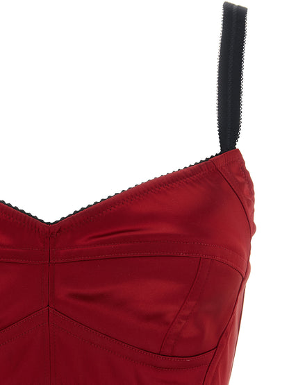 Dolce & Gabbana Red Acetate Bustier Tank Top IT42