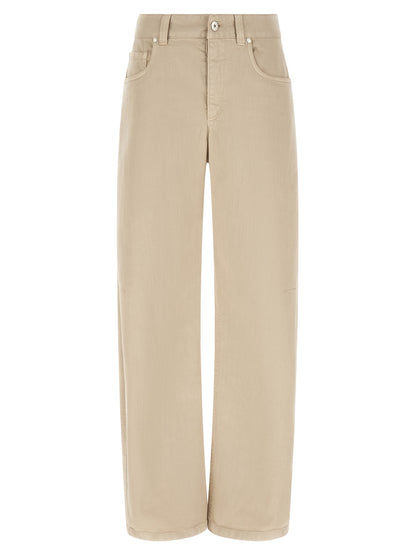 Brunello Cucinelli Beige Cotton Relaxed Fit Jeans