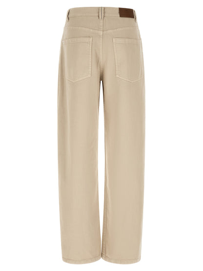 Brunello Cucinelli Beige Cotton Relaxed Fit Jeans