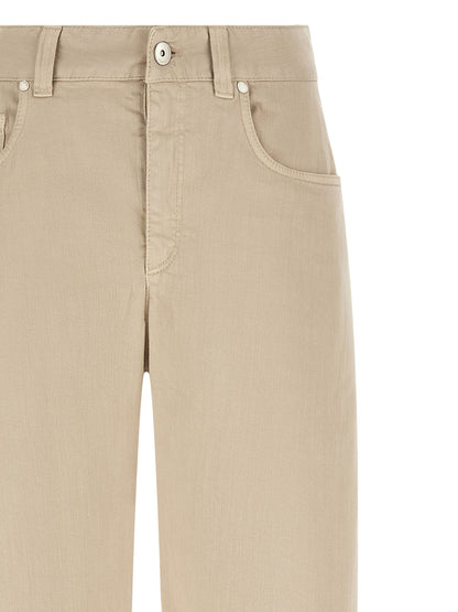 Brunello Cucinelli Beige Cotton Relaxed Fit Jeans