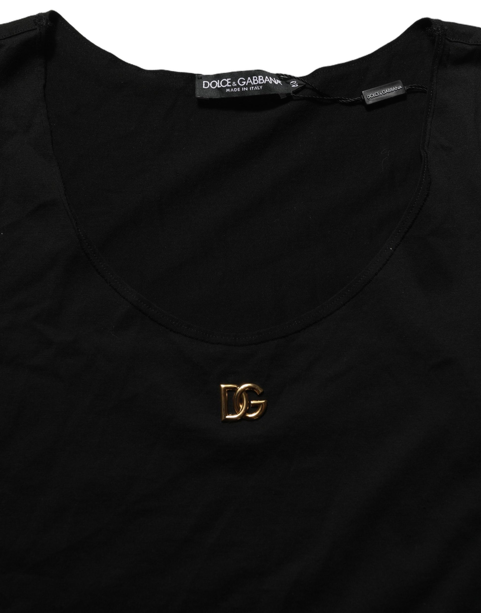Dolce & Gabbana Black Gold DG Logo Cotton Sleeveless Tank Top
