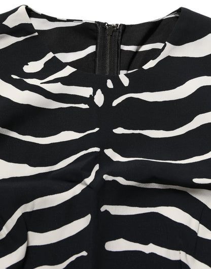Dolce & Gabbana Black White Zebra Sleeveless Cropped Tank Top