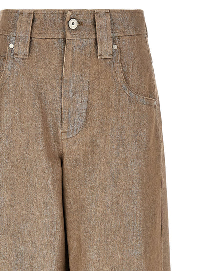 Brunello Cucinelli Beige Cotton Relaxed Fit Jeans