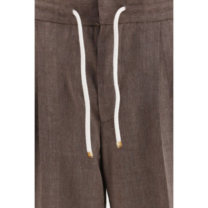 Brunello Cucinelli Brown Linen Casual Pants