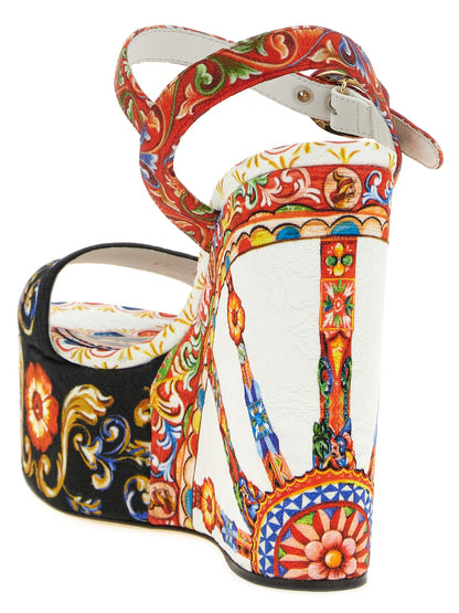 Dolce & Gabbana Multicolor Viscose Wedge Sandals