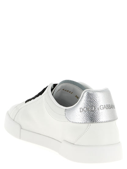 Dolce & Gabbana Silver Calfskin Low Top Sneakers