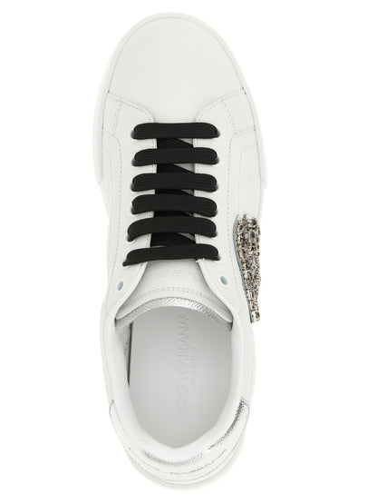 Dolce & Gabbana Silver Calfskin Low Top Sneakers