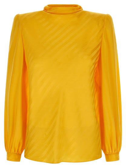 Valentino Garavani Bicolor Silk Blouse in Yellow