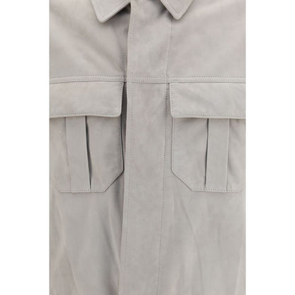Brunello Cucinelli Beige Leather Jacket