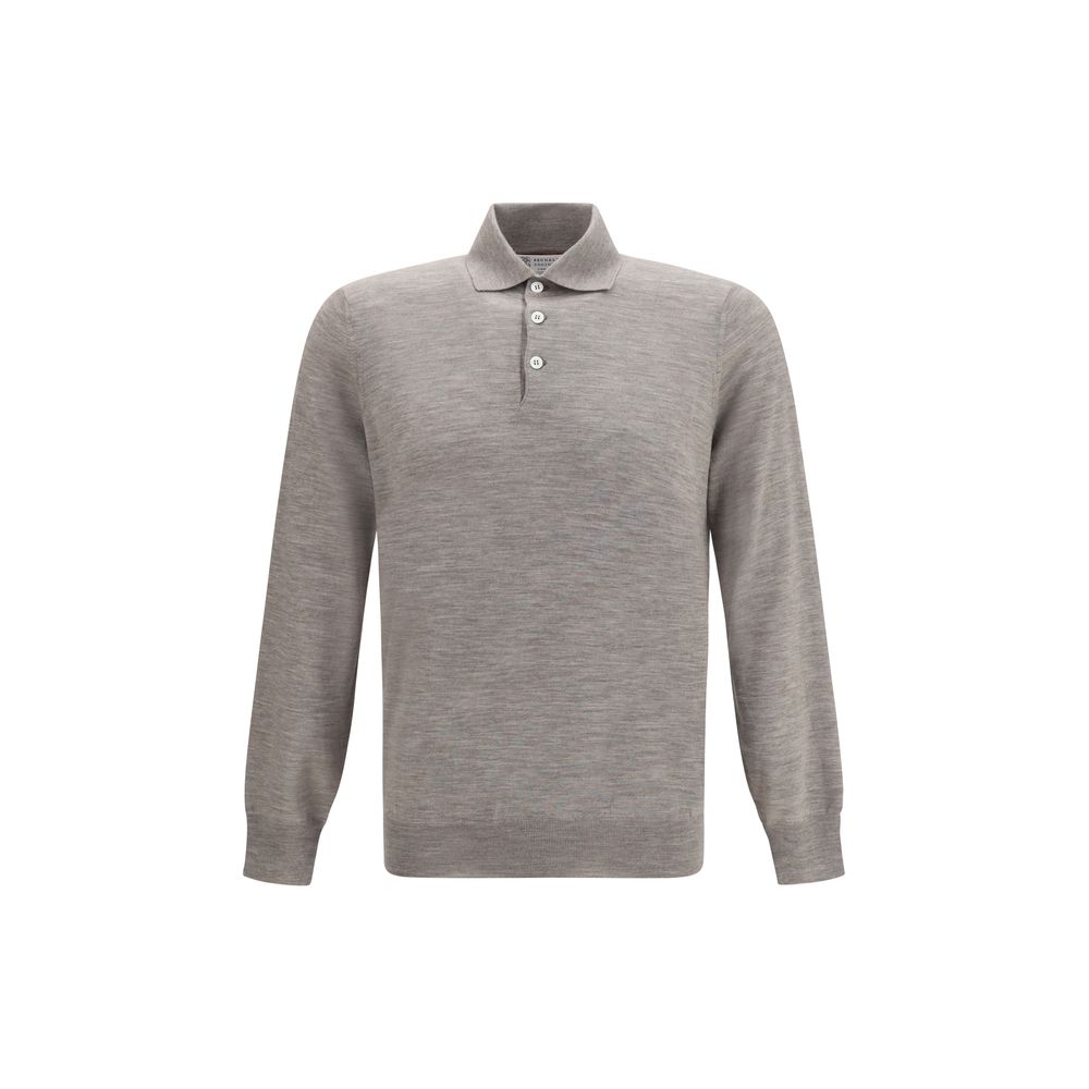 Brunello Cucinelli Gray Cashmere Polo Shirt