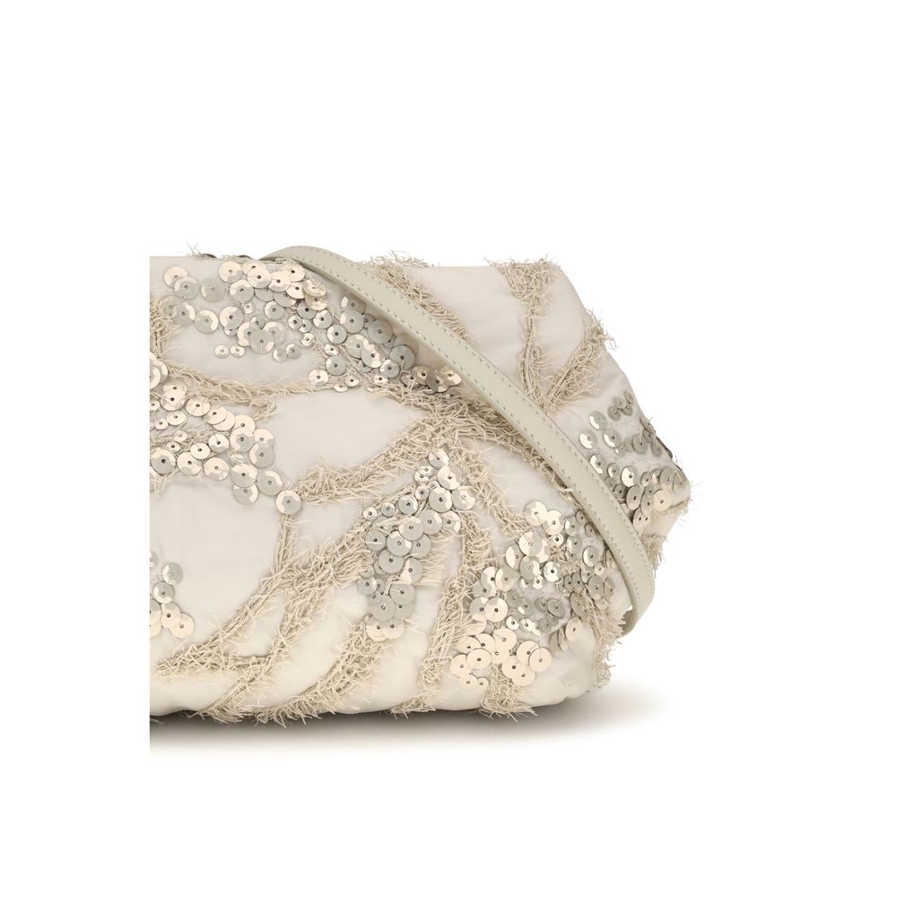 Brunello Cucinelli Beige Silk Shoulder Bag