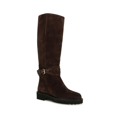 Valentino Garavani Brown Suede Leather Boots