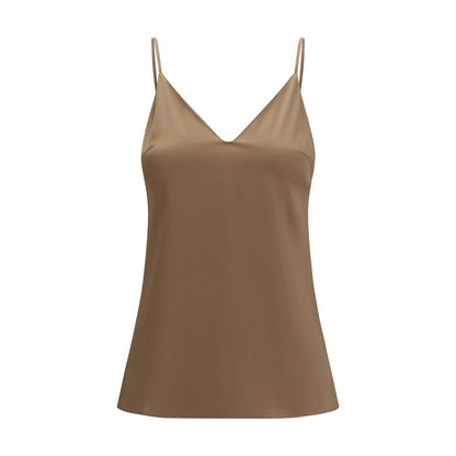 Brunello Cucinelli Brown Silk Sleeveless T-Shirt
