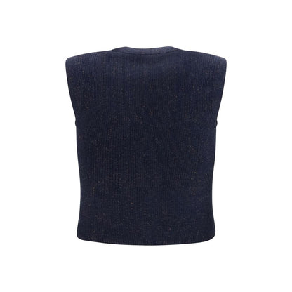 Brunello Cucinelli Blue Cashmere Sleeveless Sweater - XS
