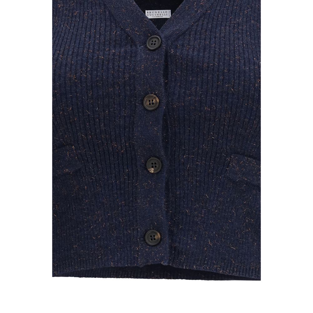 Brunello Cucinelli Blue Cashmere Sleeveless Sweater - XS