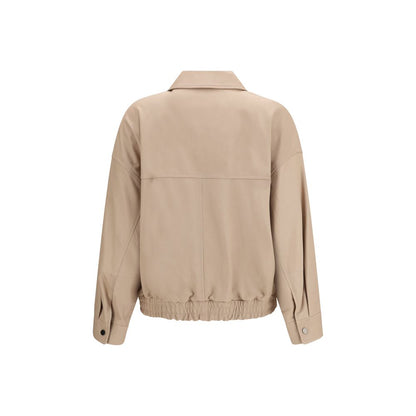 Brunello Cucinelli Beige Leather Jacket