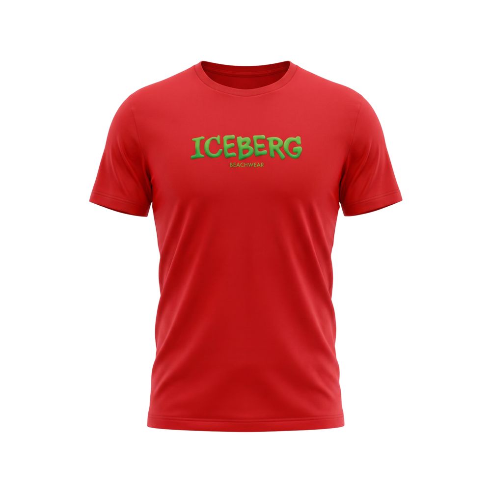 Iceberg Red Cotton T-Shirt - Classic Comfort Meets Style
