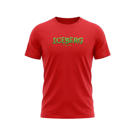 Iceberg Red Cotton T-Shirt - Classic Comfort Meets Style