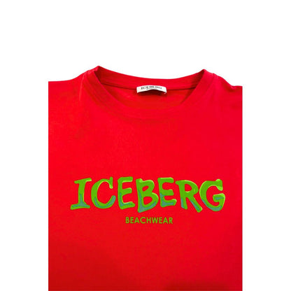 Iceberg Red Cotton T-Shirt - Classic Comfort Meets Style