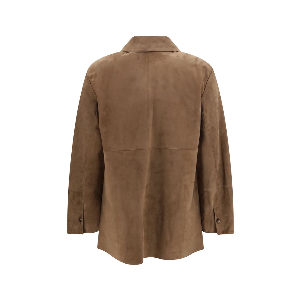 S Max Mara Brown Lamb Ovis Aries Aries Leather Jacket