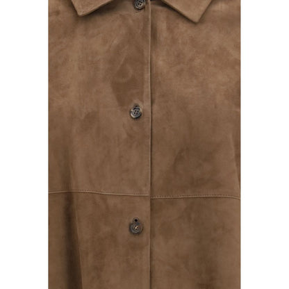 S Max Mara Brown Lamb Ovis Aries Aries Leather Jacket