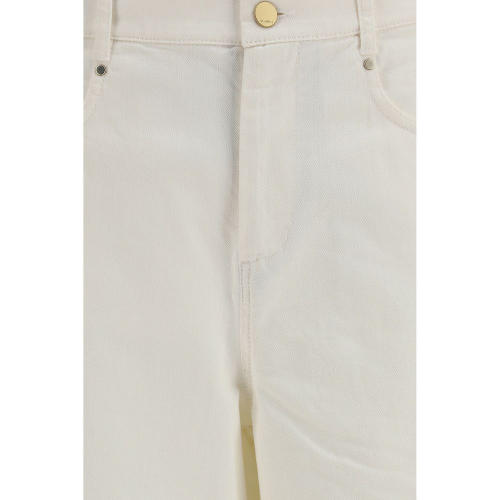 S Max Mara White Cotton Casual Pants