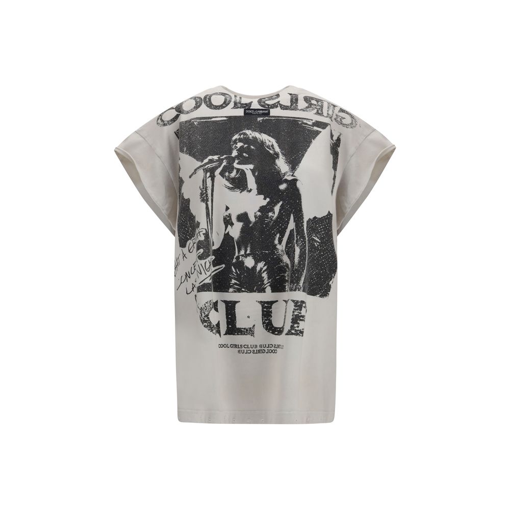Dolce & Gabbana Gray Cotton T-Shirt - Oversized Printed Jersey Tee
