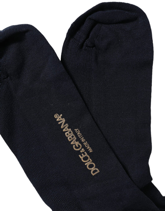 Dolce & Gabbana Dark Blue Viscose Over The Calf Socks