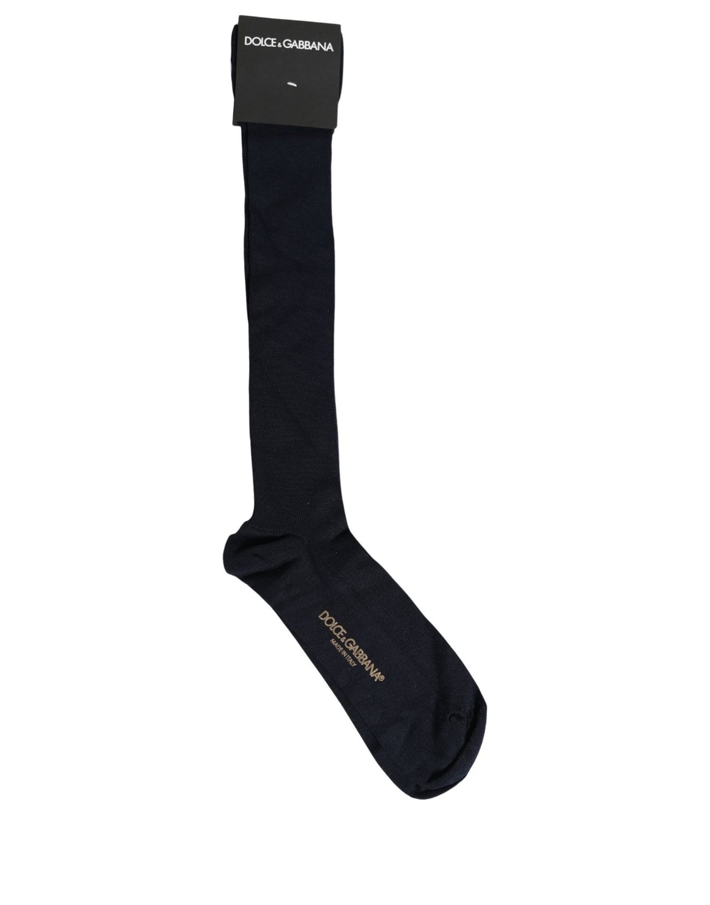 Dolce & Gabbana Dark Blue Viscose Over The Calf Socks