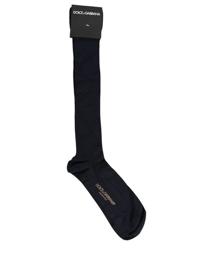 Dolce & Gabbana Dark Blue Viscose Over The Calf Socks