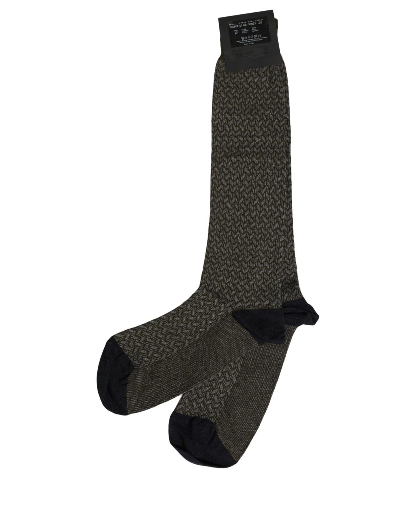 Dolce & Gabbana Dark Gray Cotton Knit Knee High Accessory Socks