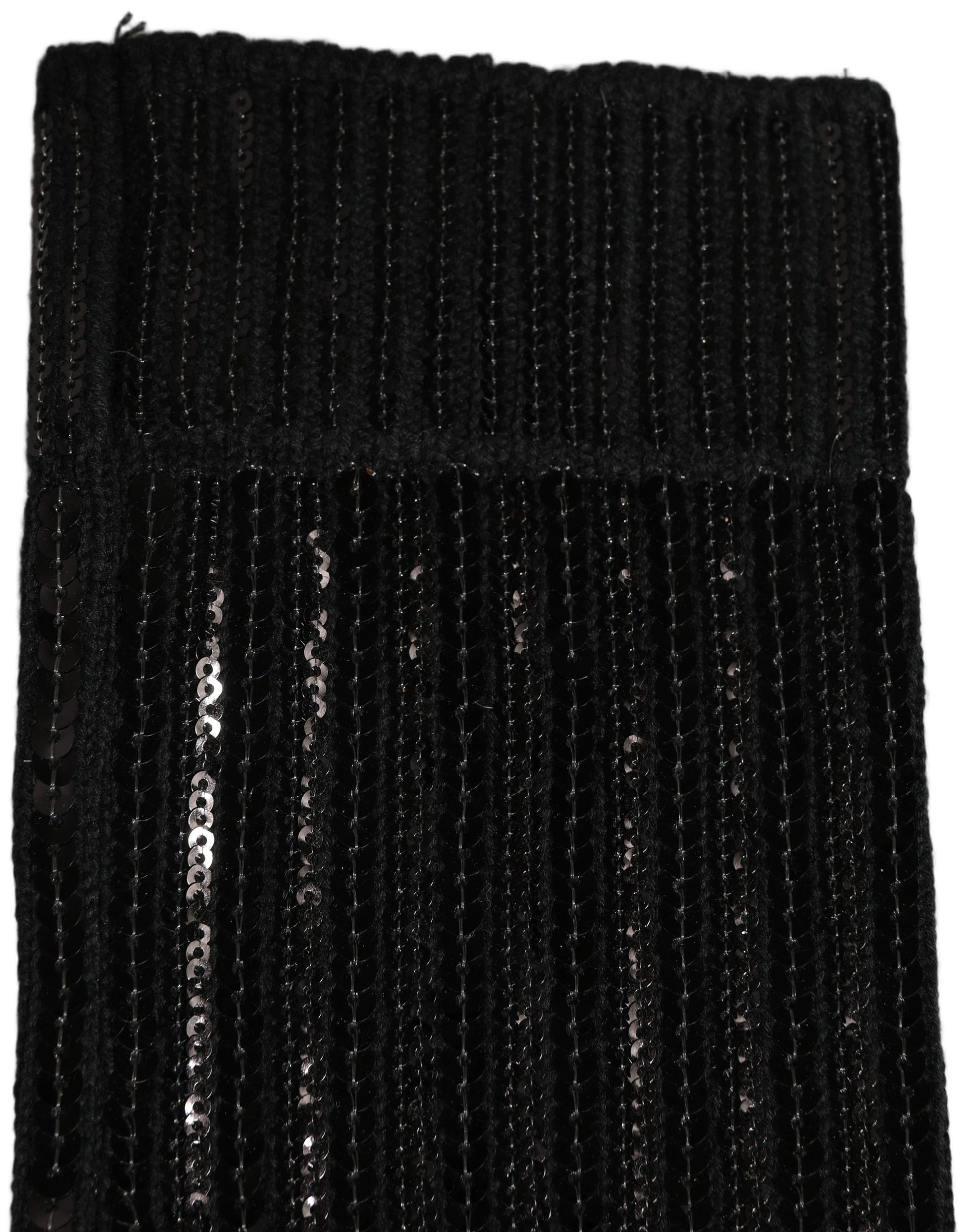 Dolce & Gabbana Black Sequin Cotton Knit Mid Calf Socks