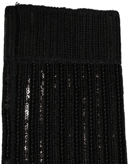 Dolce & Gabbana Black Sequin Cotton Knit Mid Calf Socks