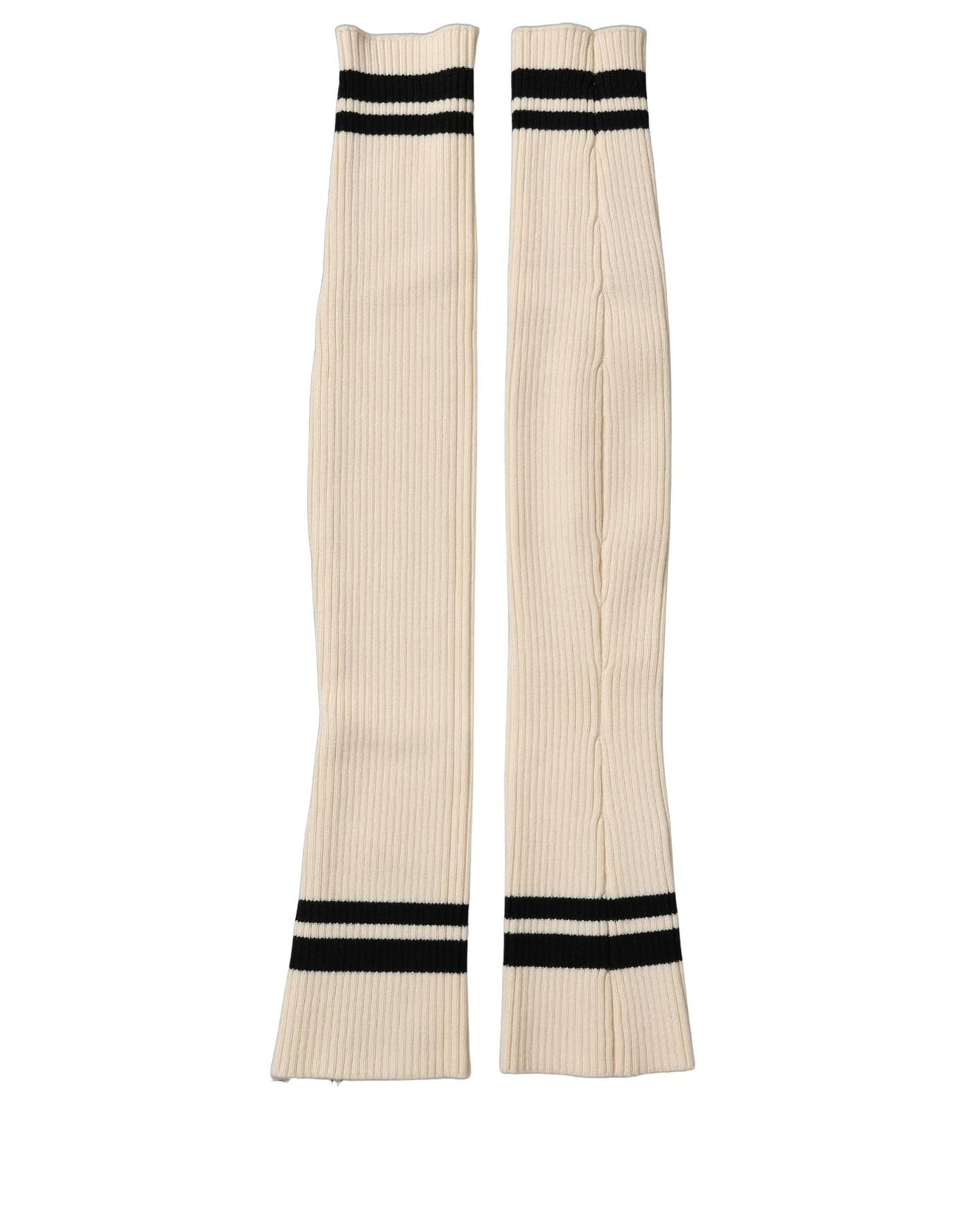 Dolce & Gabbana Cream Wool Thigh High Leg Warmer Accessory Socks