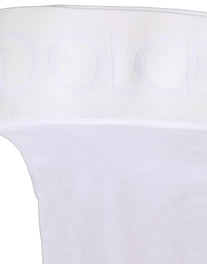 Dolce & Gabbana White Nylon Logo Calf Long Women Accessory Socks