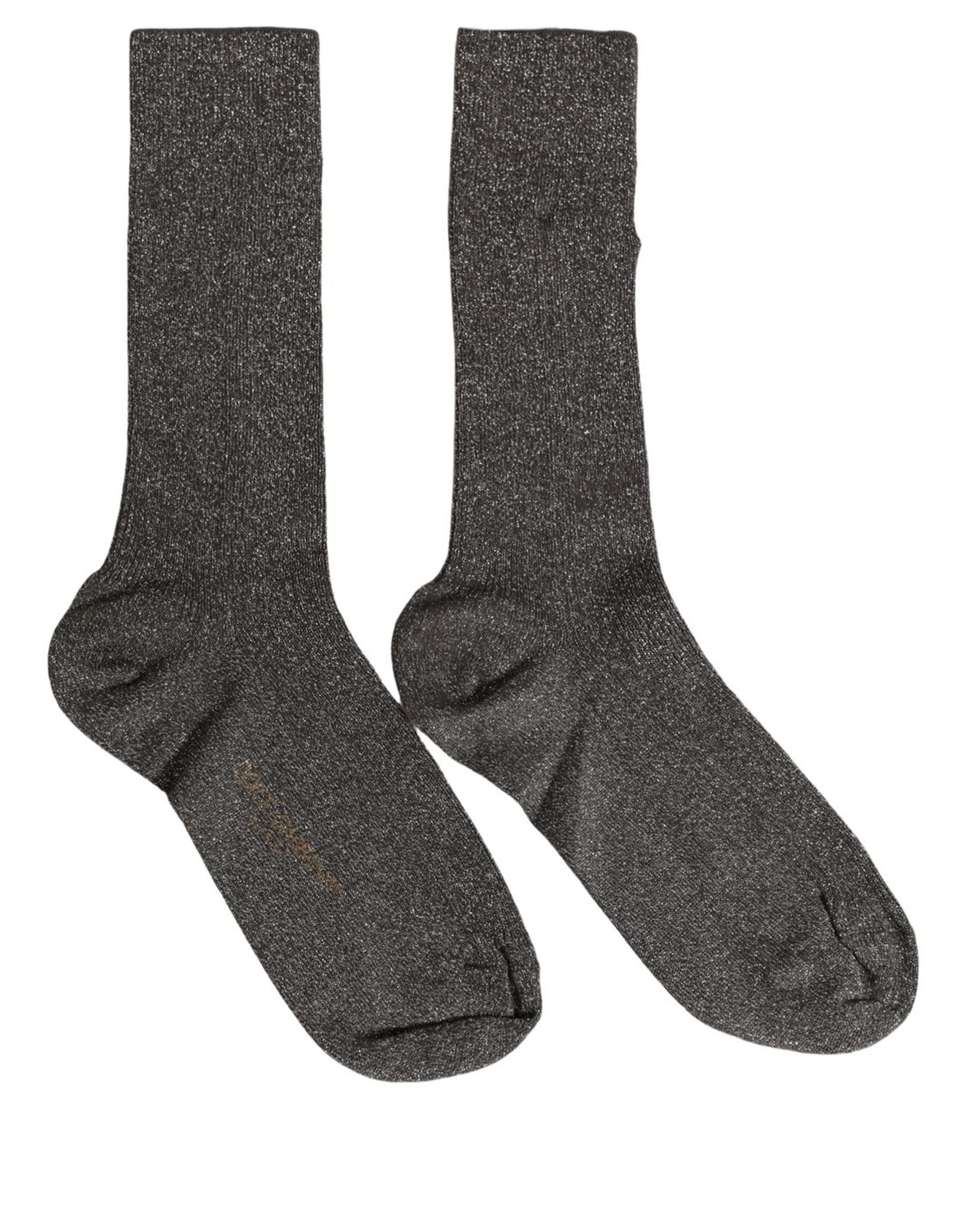Dolce & Gabbana Dark Gray Viscose Logo Mid Calf Accessory Socks