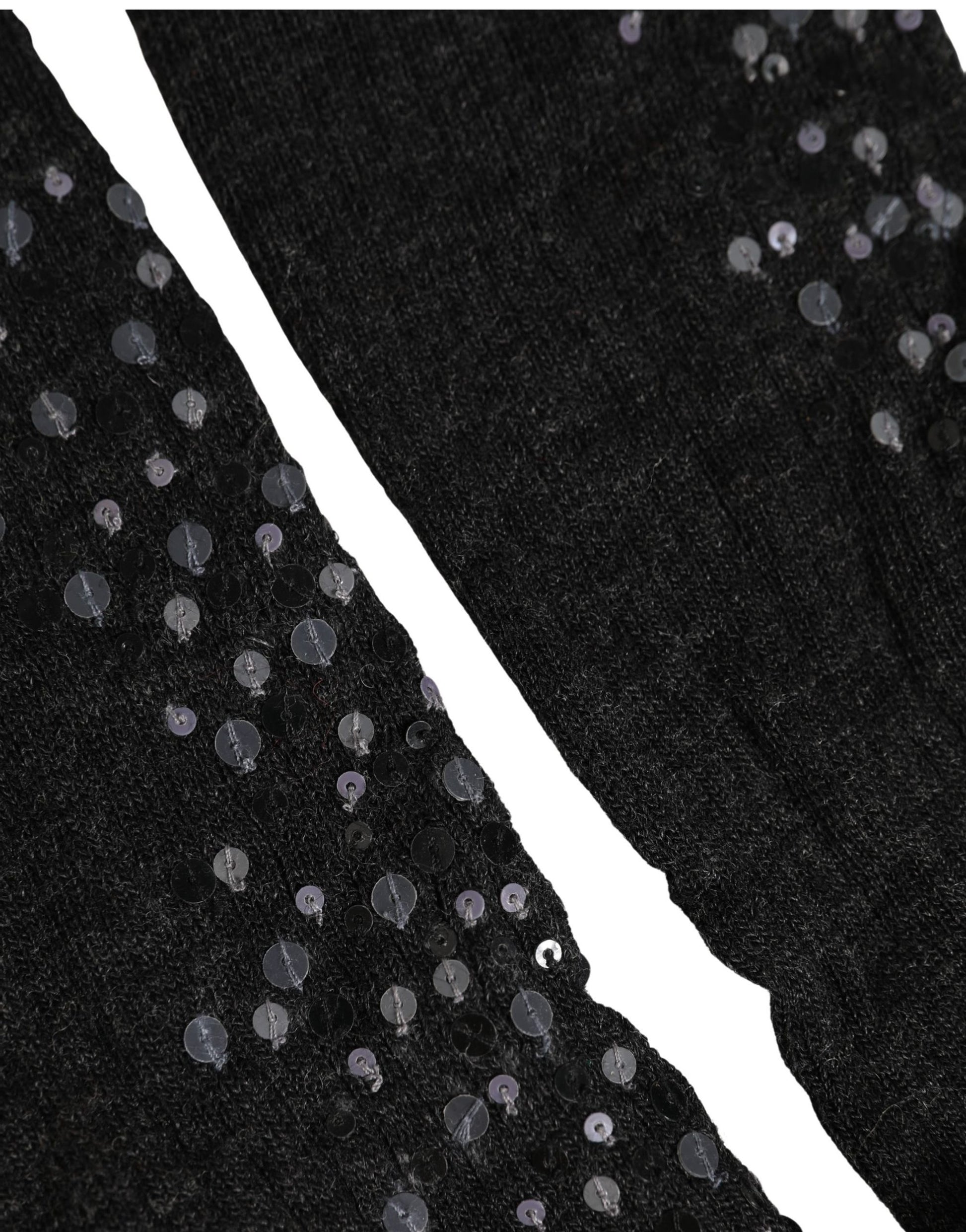 Dolce & Gabbana Dark Gray Sequined Wool Knee High Accessory Socks