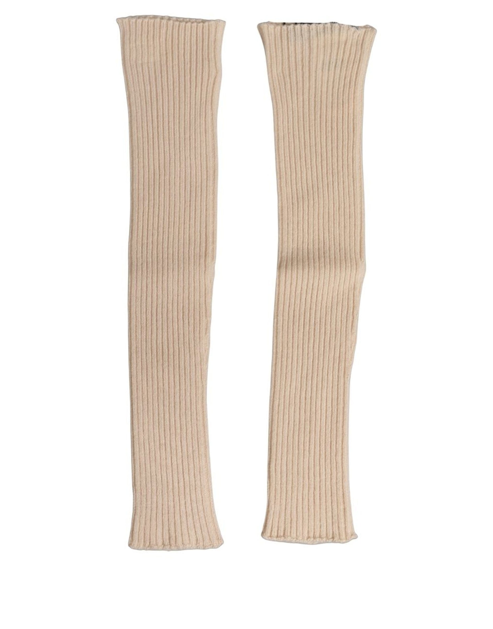 Dolce & Gabbana Camel Brown Cashmere Knit Arm Warmer Gloves